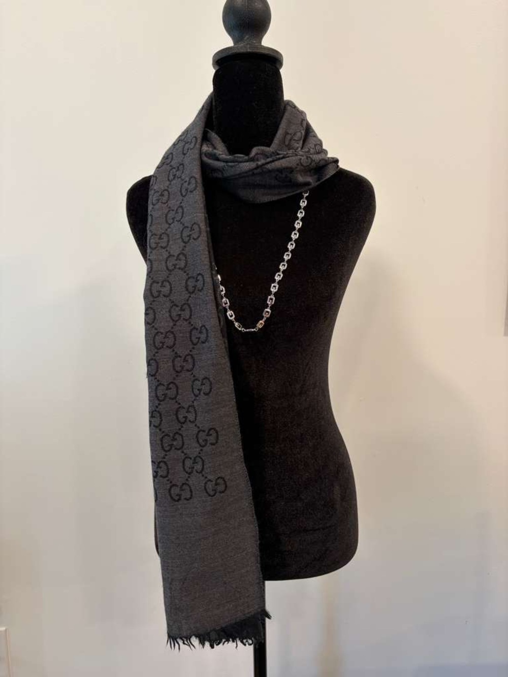 Gucci Black and Charcoal GG Shawl - Picture 4 of 8